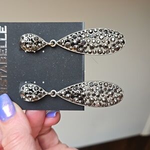 Rhinestone Silver Drop Earrings